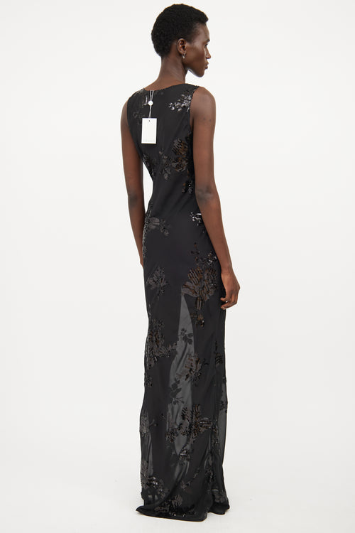 Rat & Boa Black Sheer Floral Embroidered Maxi Dress