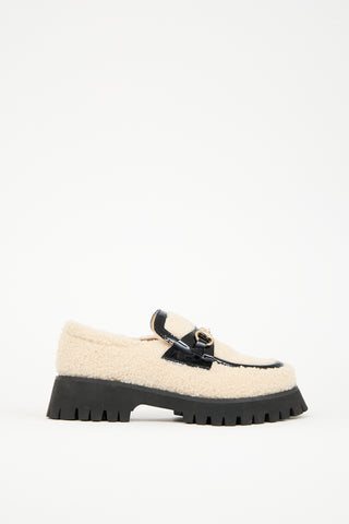 Raye Cream & Black Fleece Sven Loafer