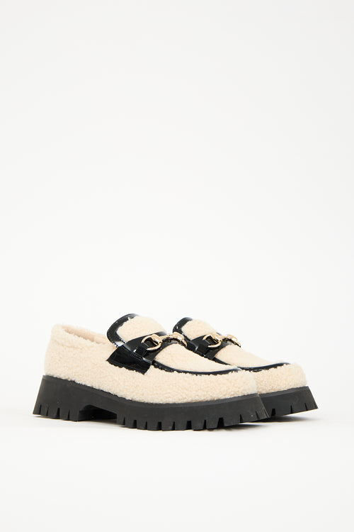 Raye Cream & Black Fleece Sven Loafer