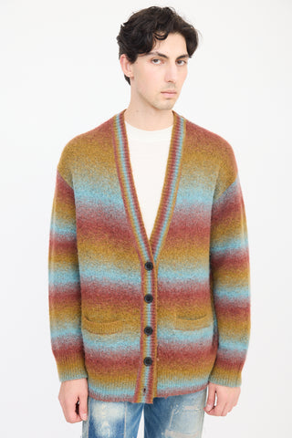 Re/Done Red & Multicolour Wool Striped Cardigan