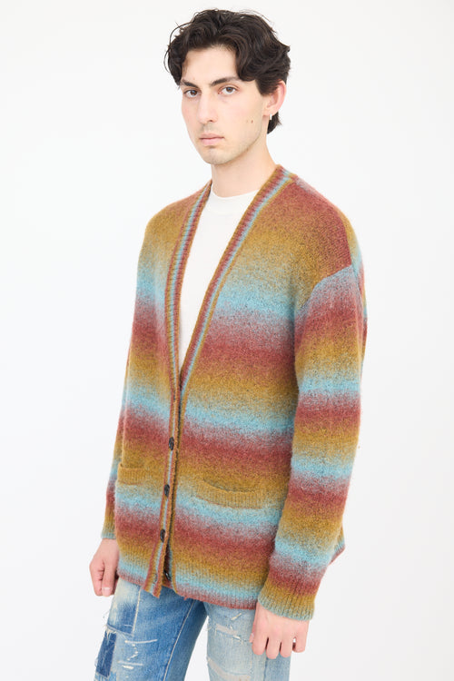 Re/Done Red & Multicolour Wool Striped Cardigan