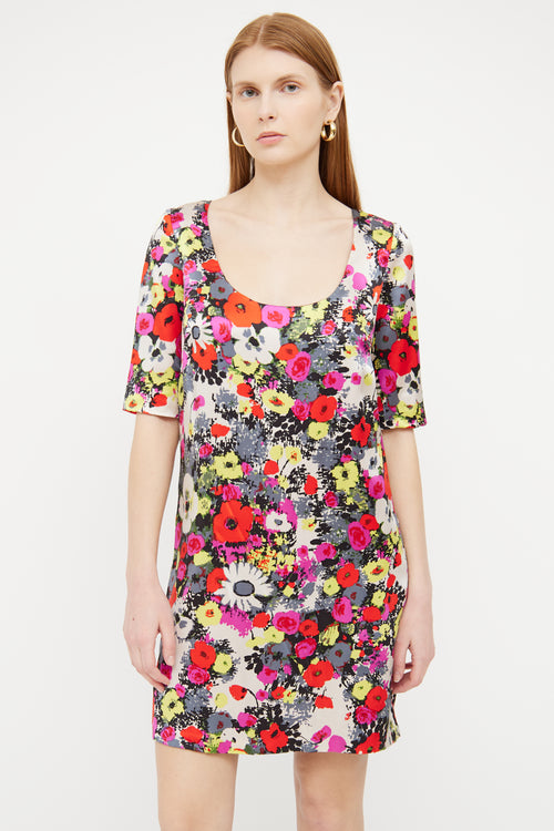 Rebecca Taylor Cream Multi Colour Silk Dress