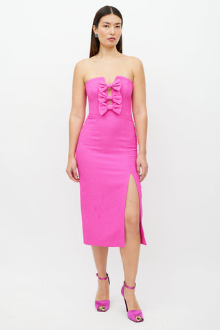 Rebecca Vallance Pink Crepe Bow Dress