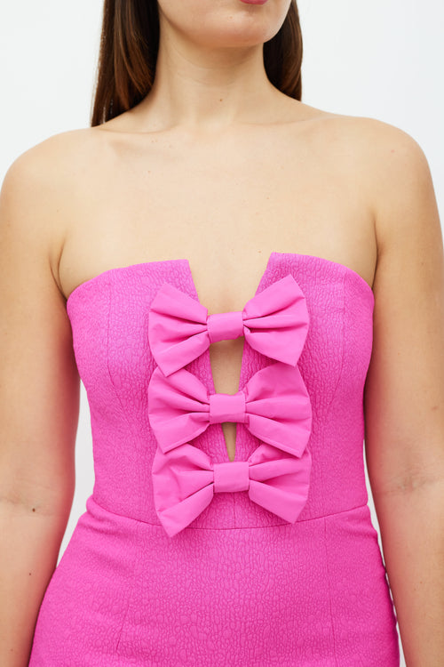 Rebecca Vallance Pink Crepe Bow Dress