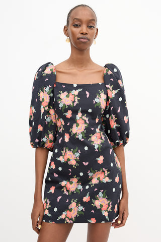 Rebecca de Ravenel Floral Puff Sleeve Dress