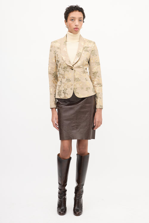 Red Valentino Beige & Multi Floral Jacquard Blazer