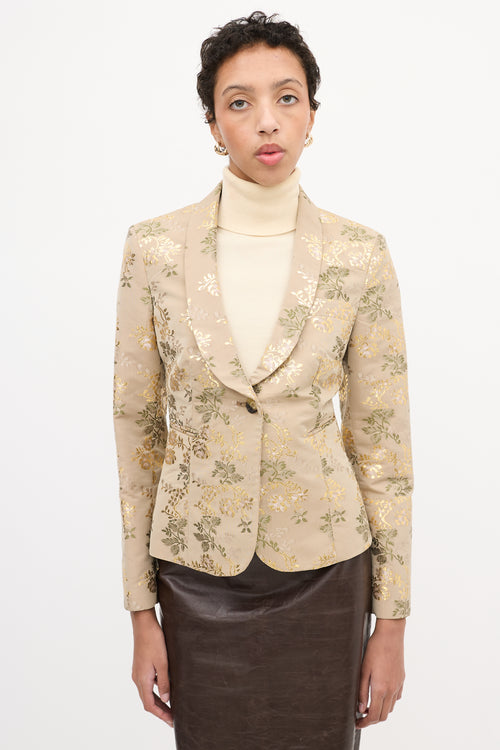 Red Valentino Beige & Multi Floral Jacquard Blazer