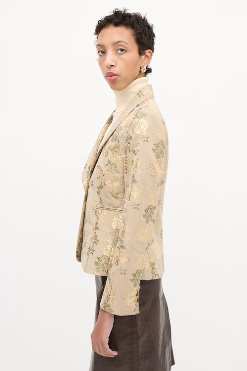 Red Valentino Beige & Multi Floral Jacquard Blazer