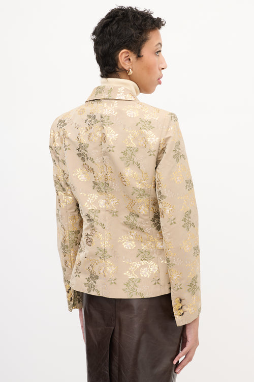 Red Valentino Beige & Multi Floral Jacquard Blazer