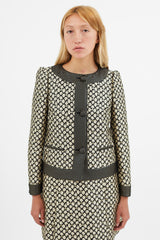 Red Valentino Black & Cream Floral Brocade Blazer