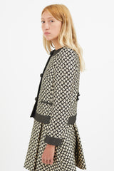 Red Valentino Black & Cream Floral Brocade Blazer