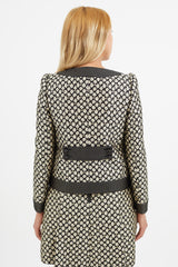 Red Valentino Black & Cream Floral Brocade Blazer