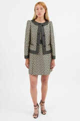 Red Valentino Black & Cream Floral Brocade Blazer