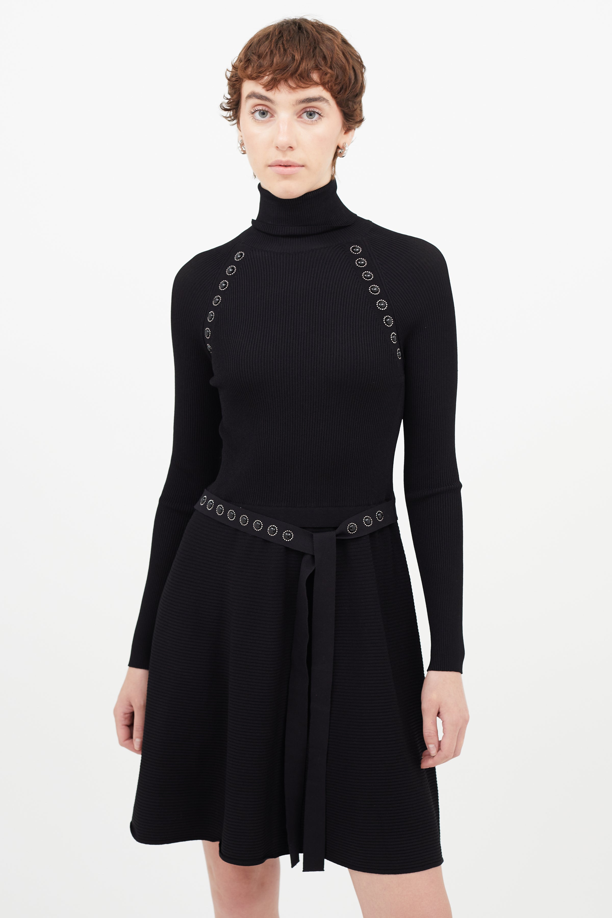Red Valentino // Black Belted Jewel Turtleneck Dress VSP Consignment Red Valentino // Black Belted Jewel Turtleneck Dress VSP Consignment