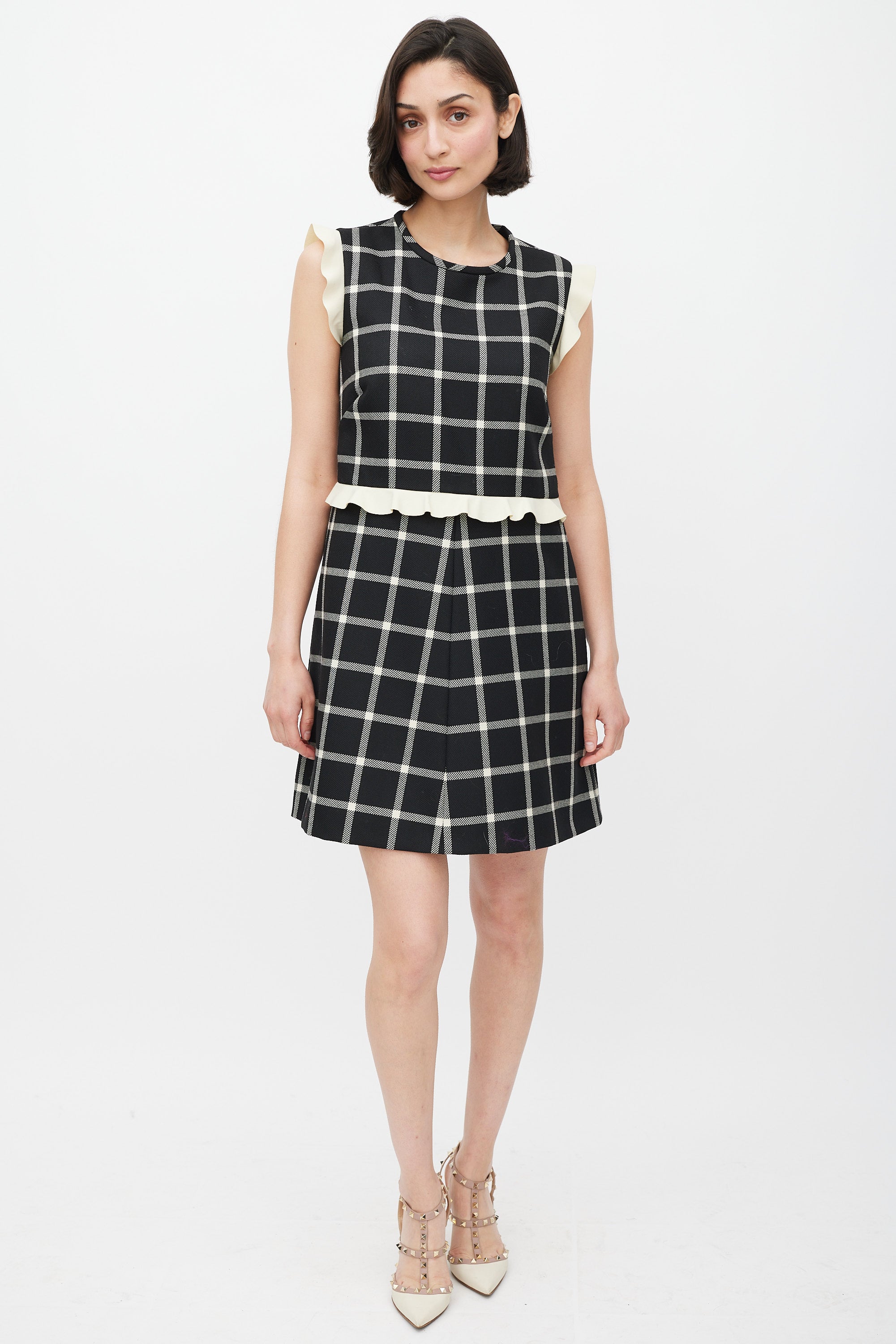 red black and cream dress Akris punto Signature Stretch Colorblock Shift Dress in Black/Cream/Vermillion, 6