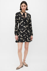 Red Valentino Black & Gold Glitter Embellished A-Line Dress