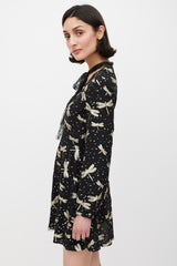 Red Valentino Black & Gold Glitter Embellished A-Line Dress