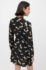 Red Valentino Black & Gold Glitter Embellished A-Line Dress