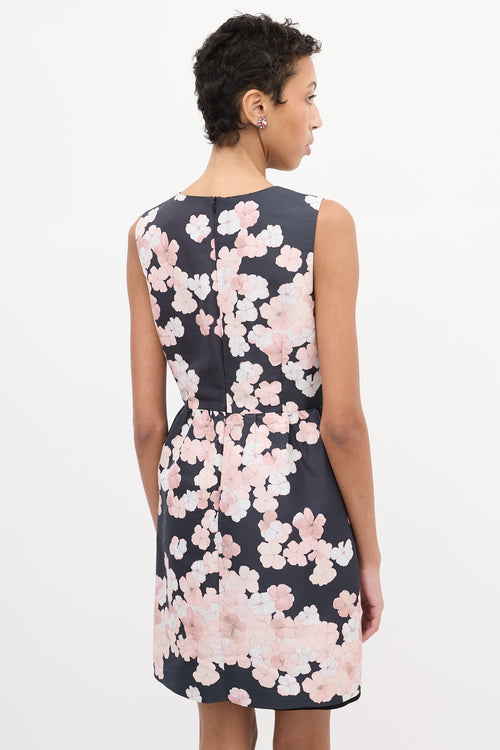 Red Valentino Black & Light Pink Satin Floral Dress