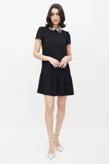 Red Valentino Black & Multicolour Embroidered Dress