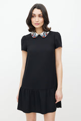 Red Valentino Black & Multicolour Embroidered Dress