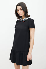 Red Valentino Black & Multicolour Embroidered Dress