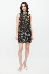 Red Valentino Black & Multicolour Floral Jacquard Dress