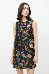 Red Valentino Black & Multicolour Floral Jacquard Dress