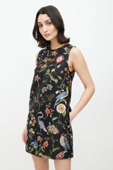 Red Valentino Black & Multicolour Floral Jacquard Dress