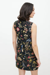 Red Valentino Black & Multicolour Floral Jacquard Dress