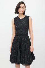 Red Valentino Black & Multicolour Pleated Star Dress