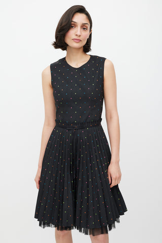 Red Valentino Black & Multicolour Pleated Star Dress