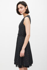 Red Valentino Black & Multicolour Pleated Star Dress