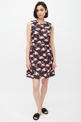 Red Valentino Black & Pink Patterned Dress