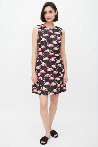 Red Valentino Black & Pink Patterned Dress