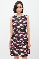 Red Valentino Black & Pink Patterned Dress