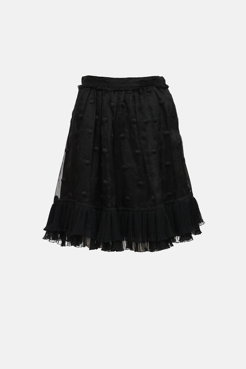 Red ValentinoSilk Polka Dot  Skirt