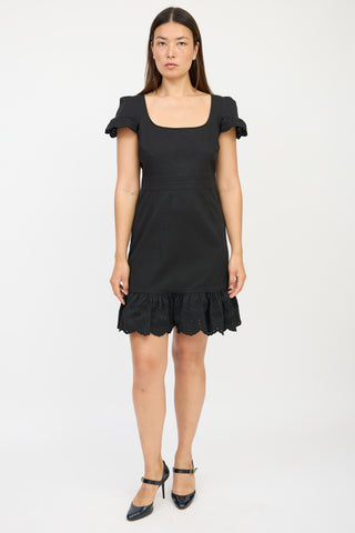 Red Valentino Black Ruffled Eyelet Dress