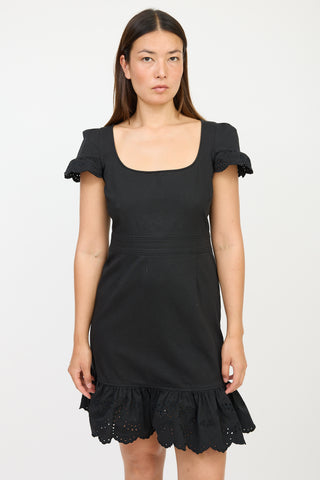 Red Valentino Black Ruffled Eyelet Dress