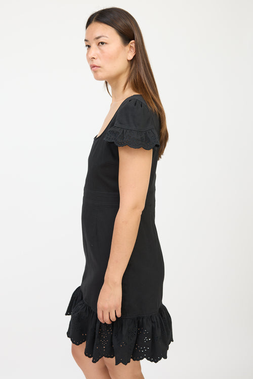 Red Valentino Black Ruffled Eyelet Dress