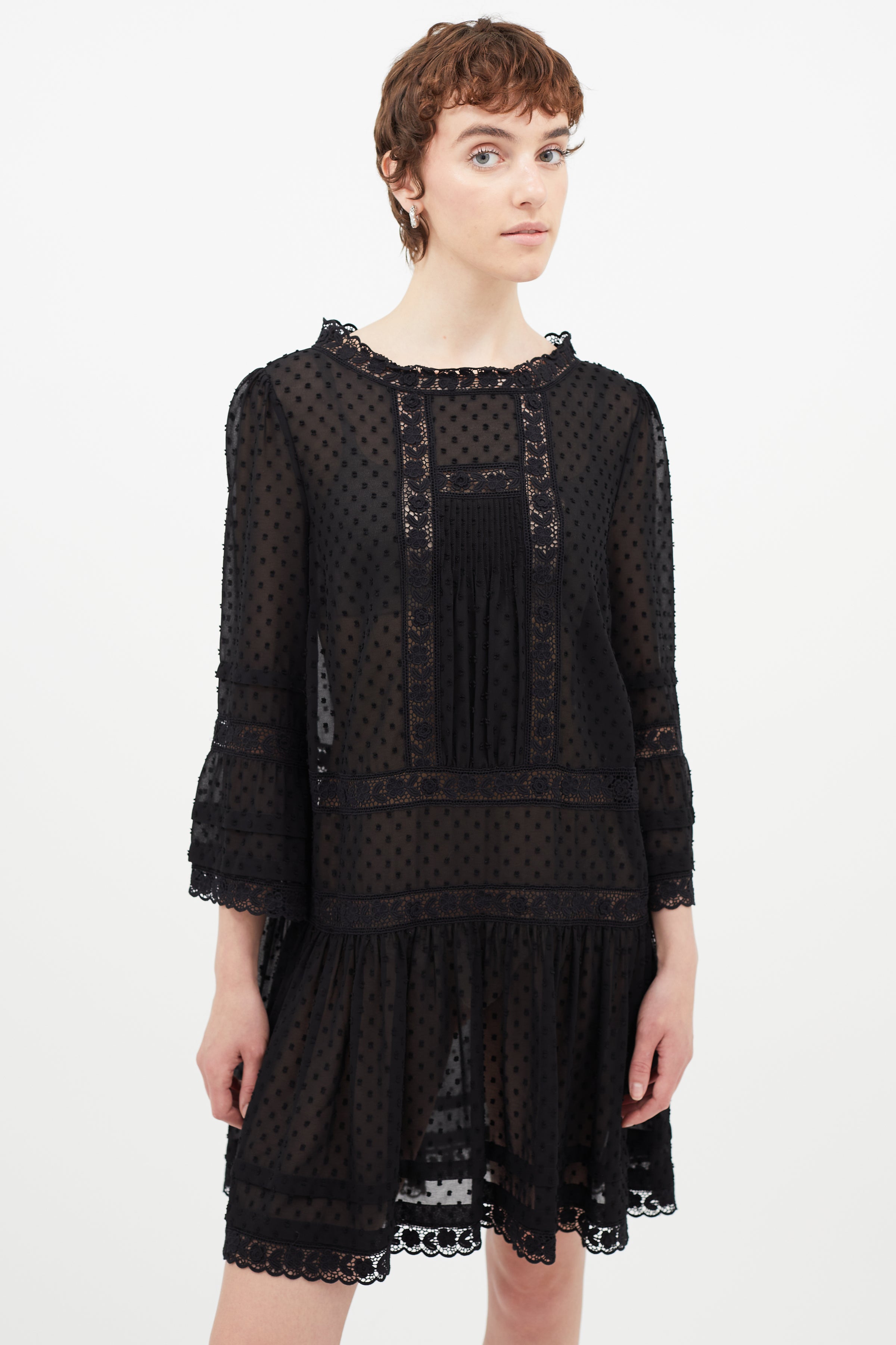 Red Valentino // Black Sheer Floral Lace Dress VSP Consignment Red Valentino // Black Sheer Floral Lace Dress VSP Consignment
