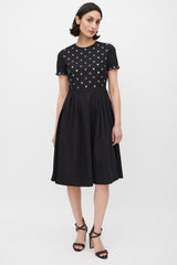 Red Valentino Black & Silver Grommet A-Line Dress