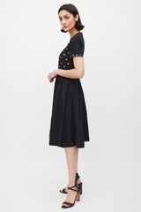 Red Valentino Black & Silver Grommet A-Line Dress
