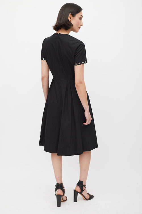 Red Valentino Black & Silver Grommet A-Line Dress