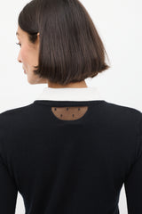Red Valentino Black & White Cashmere & Silk Collared Sweater