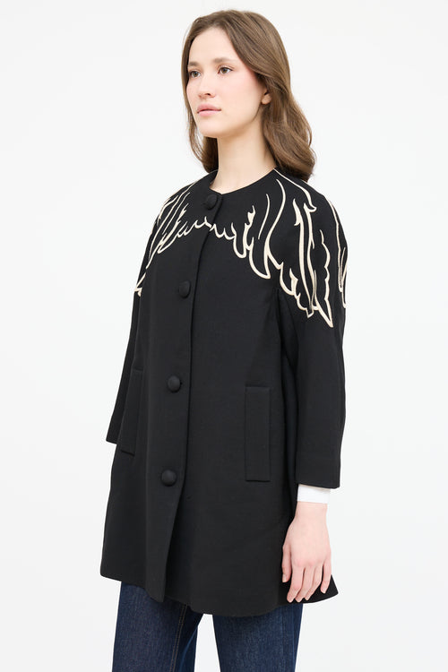 Red Valentino Wool Embroidered Coat