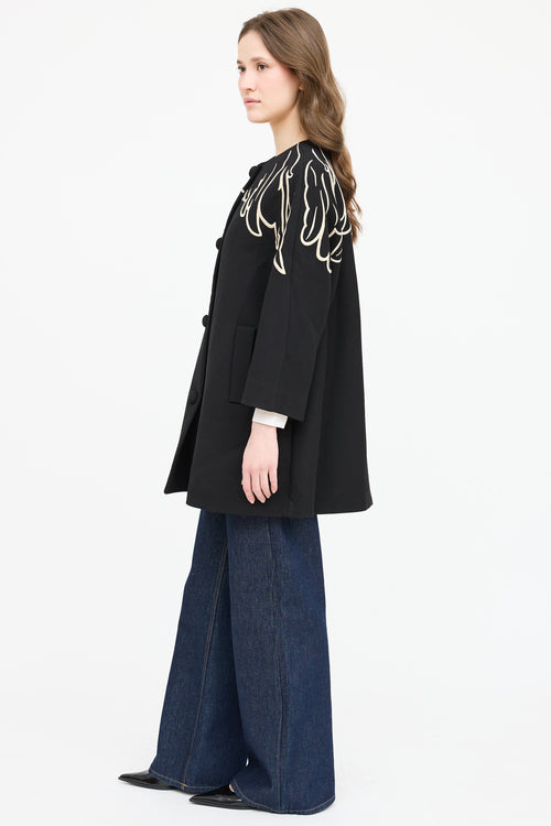 Red Valentino Wool Embroidered Coat