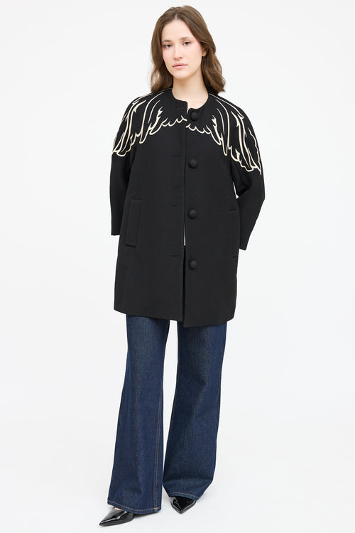 Red Valentino Wool Embroidered Coat