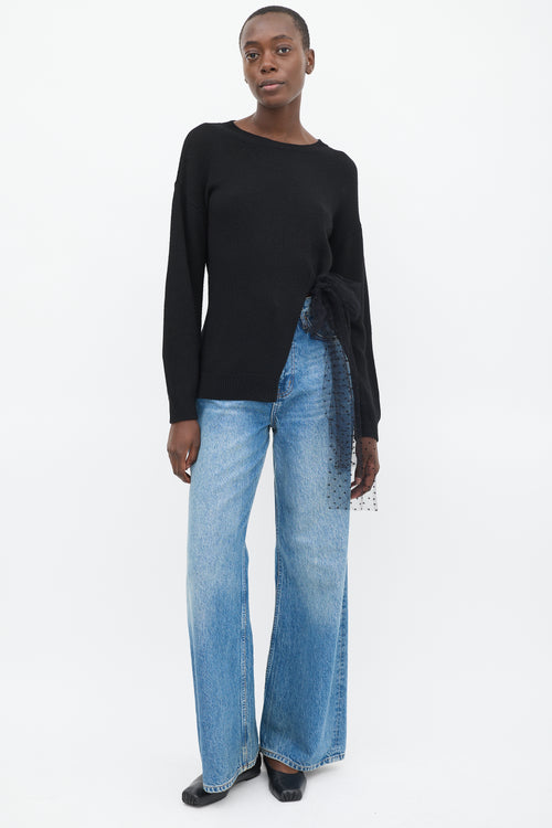 Red Valentino Black Wool Side Tie Sweater