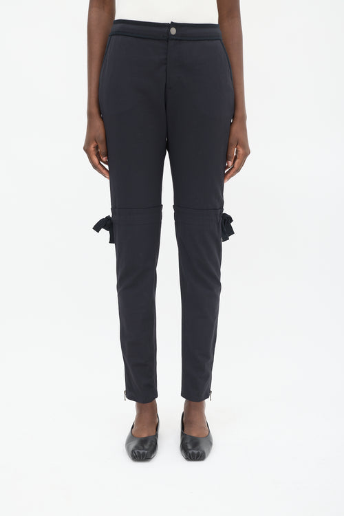 Red Valentino Black Wool Tapered Drawstring Leg Trouser
